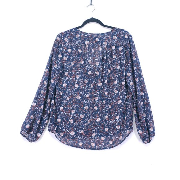 Where Are You From Multicolor Lightweight Sheer Floral Long Sleeve Blouse Small - Picture 11 of 15